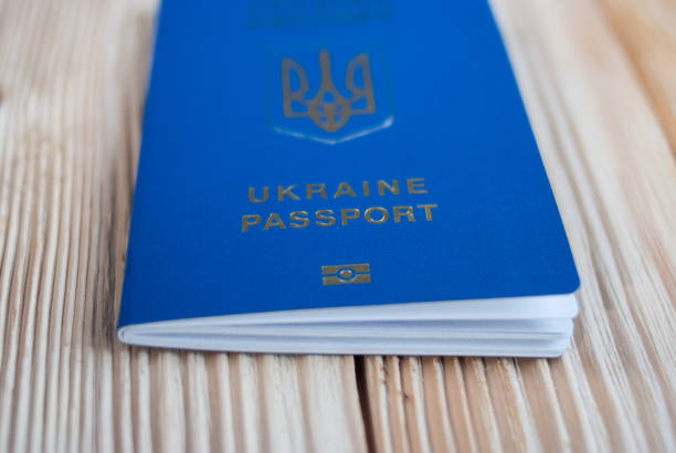 istock Ukrainian biometric passport on a gray background 958999318