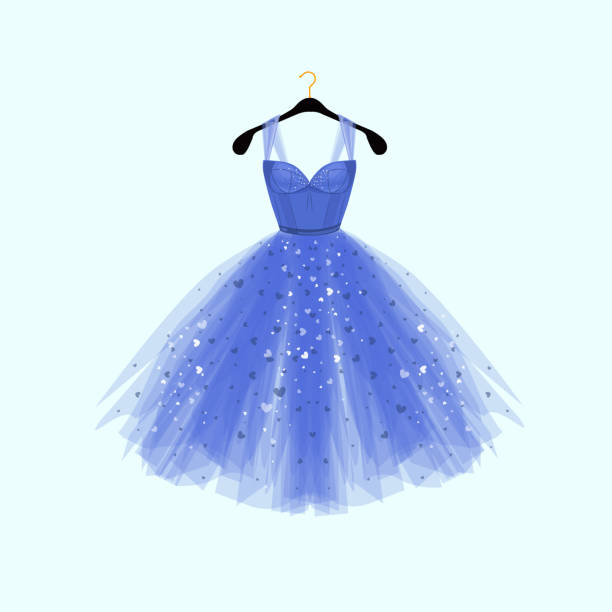 illustrations, cliparts, dessins animés et icônes de belle robe bleue pour événement spécial. vector illustration de mode - baby doll dress