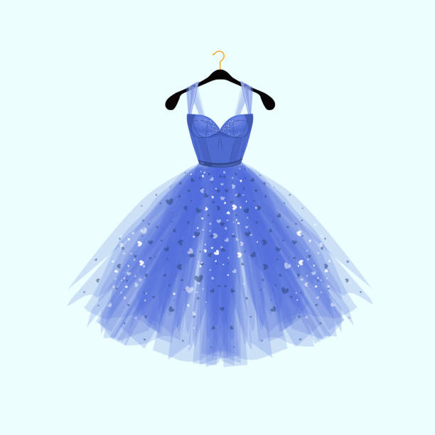 Beautiful blue dress for special event. Vector Fashion illustration Vector Fashion illustration prom dress stock illustrations