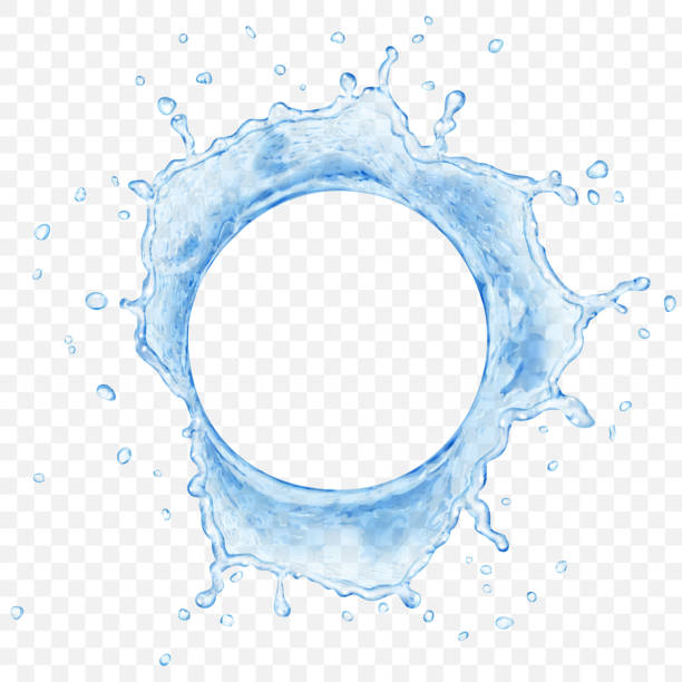 Water crown with drops. Top view Top view of translucent water crown with drops in blue colors, isolated on transparent background. Transparency only in vector file splash crown stock illustrations