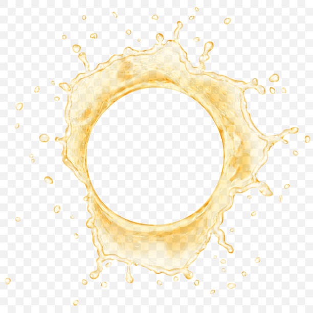 Water crown with drops. Top view Top view of translucent water crown with drops in yellow colors, isolated on transparent background. Transparency only in vector file splash crown stock illustrations