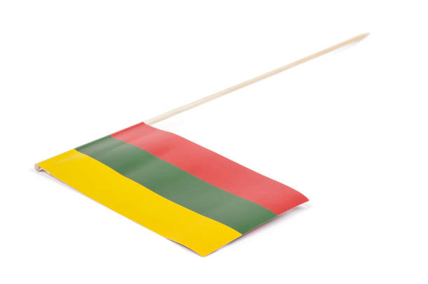 istock Paper Lithuania flag as souvenir isolated on the white background 959007844