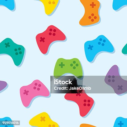istock Video Game Controller Pattern Colorful 959016016