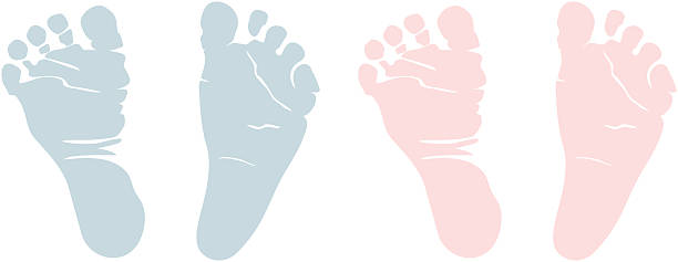 nowonarodzone footprints - baby stock illustrations