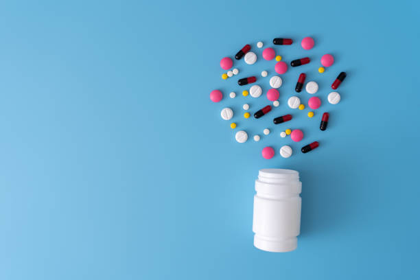 istock medicine  pills on blue background Copy space for text Assorted pharmaceutical Healthy Eating, Lifestyle 959020764