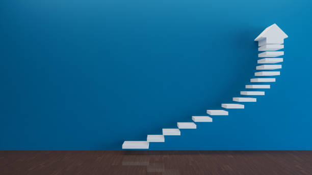 Stairs concept Climbing to Success Direction climbing staircase stock pictures, royalty-free photos & images