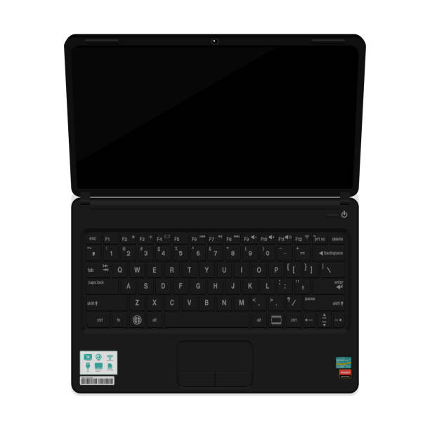istock Top view of black laptop on transparent background 959031626