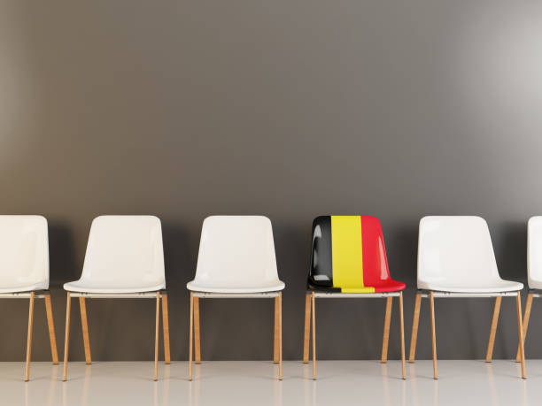 istock Chair with flag of belgium 959042496