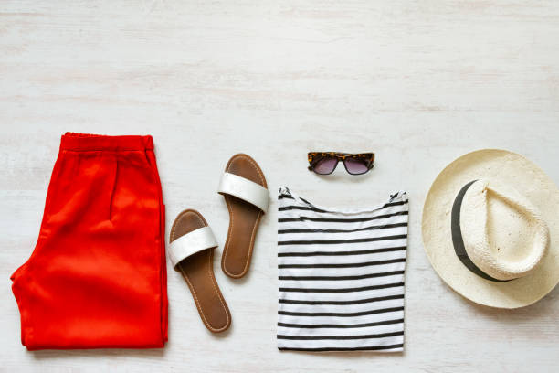 istock Casual spring/summer female clothing set. Copy space. 959048996