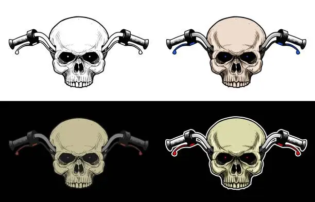 Vector illustration of Handlebar Motorcycle With Skull Head without lower jaw