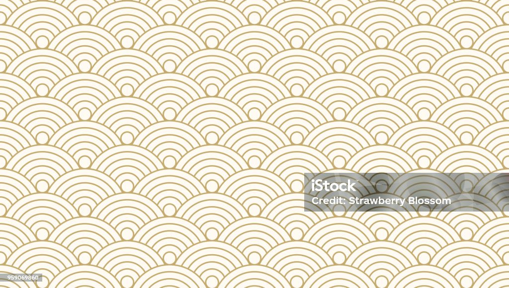 Pattern seamless circle abstract wave background gold luxury color and line. Japanese circle pattern vector. Pattern stock vector