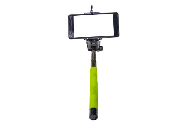 istock Monopod for selfie with smart phone isolated on white background 959076600