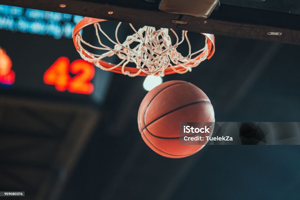 basketball Basketball hoop, basketball scoring in the stadium Basketball - Sport Stock Photo