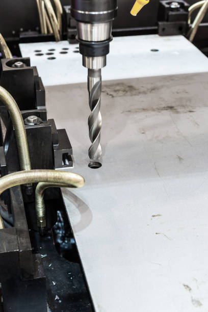 istock CNC Coordinate drilling machine. The drill bit is installed in the drill chuck 959081636