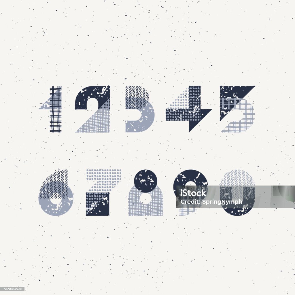 Geometry Style Numbers Creative Grunge Graphical Figures And Numbers Stock Illustration ...