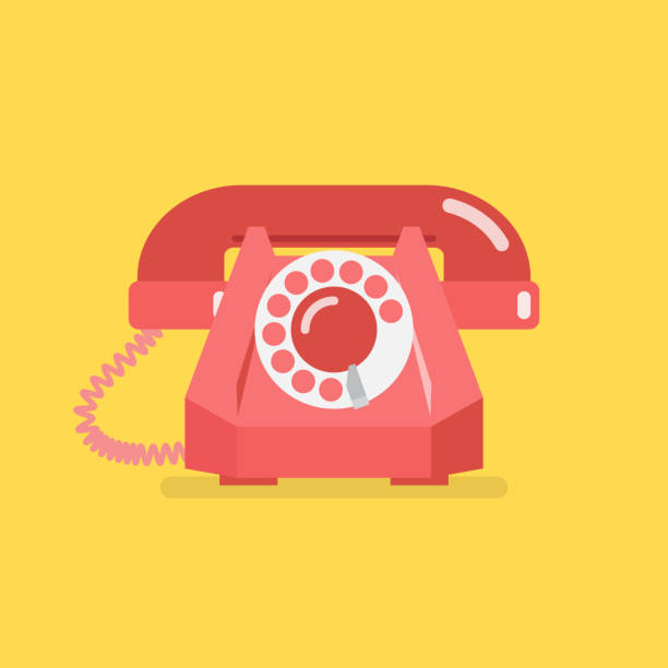 ilustrações, clipart, desenhos animados e ícones de telefone retro vintage velho - telefone fixo
