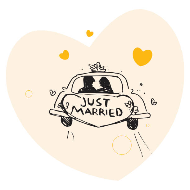 illustrazioni stock, clip art, cartoni animati e icone di tendenza di appena sposato - newlywed