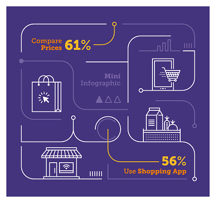 Vector Infographic Line Design Elements for Shopping
