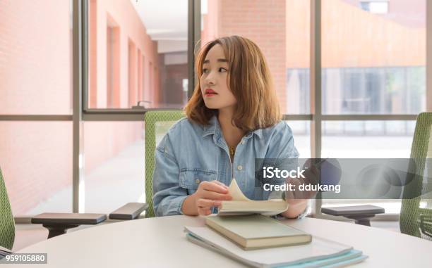 A Shot Of A Beautiful Asian College Student With Books Stock Photo - Download Image Now