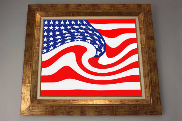 istock Distorted American flag set in a golden frame 959106502