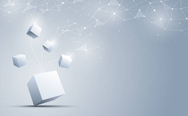 istock The cubes connecting to abstract geometric polygonal with connecting dots and lines. abstract science and technology background. Big data and Internet connection concept. Vector illustration. 959109320