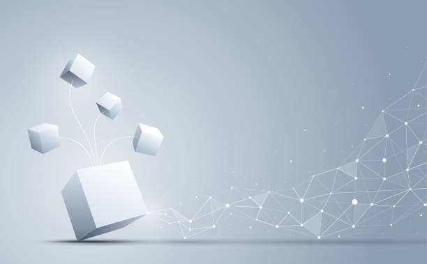 istock The cubes connecting to abstract geometric polygonal with connecting dots and lines. abstract science and technology background. Big data and Internet connection concept. Vector illustration. 959109322