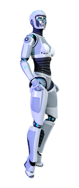 istock 3D illustration female robot on white 959115712