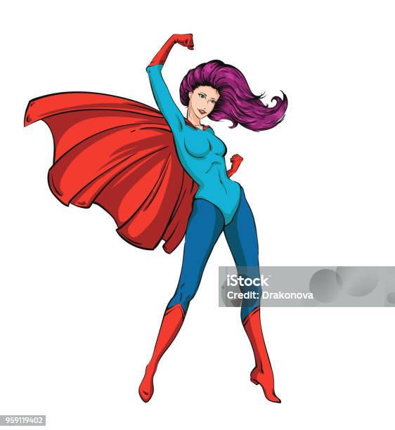 Vector Superhero Woman Stock Illustration - Download Image Now - Superhero, Women, Females
