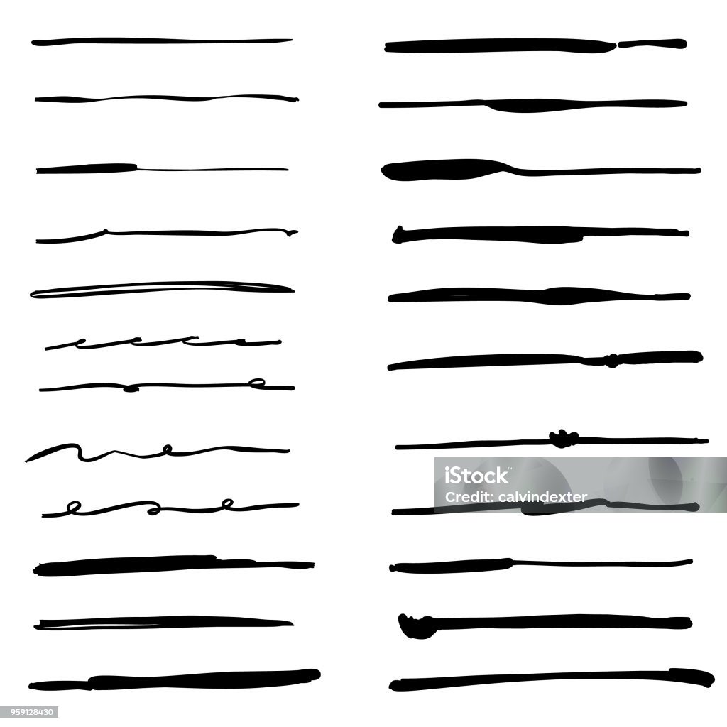 Hand drawn inking brushes collection Vector illustration of a collection of hand drawn ink and pencil brushes Single Line stock vector