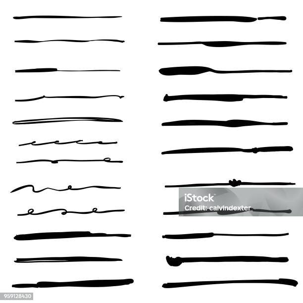 Hand Drawn Inking Brushes Collection Stock Illustration - Download Image Now - Single Line, Pencil, Paintbrush