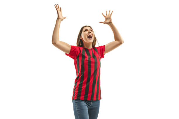 istock Belgian fan celebrating on white background 959129312