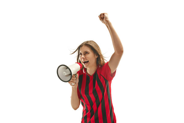 istock Belgian fan celebrating on white background 959129648