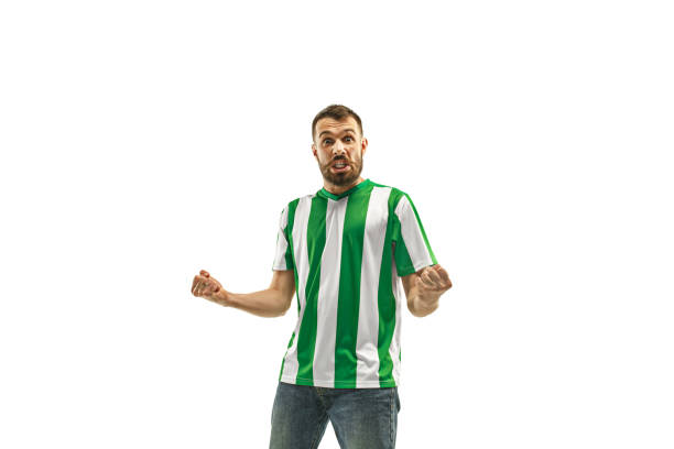 istock Irish fan celebrating on white background 959134028