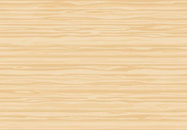 Vector illustration of Natural light beige wooden wall plank, table or floor surface. Cutting chopping board. Сartoon wood texture, seamless background.