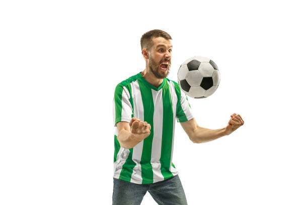 istock Irish fan celebrating on white background 959138592