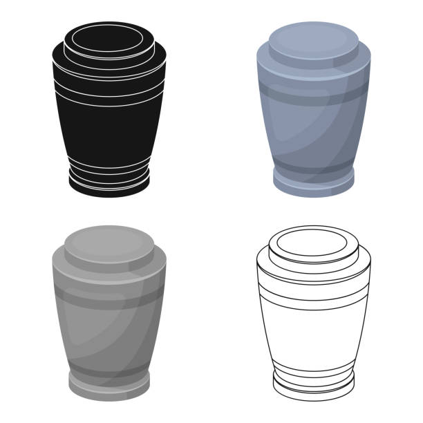 Funeral urns icon in cartoon style isolated on white background. Funeral ceremony symbol stock vector illustration. Funeral urns icon in cartoon style isolated on white background. Funeral ceremony symbol vector illustration. funeral home logo stock illustrations