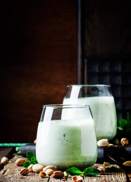 istock Milkshake, smoothies with pistachio ice cream and mint 959140198