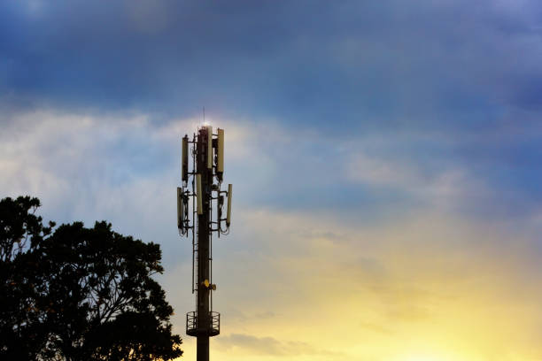 istock Repeater tower rising against beautiful evening sky and trees 959141110