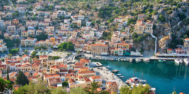 istock Aerial panoramic view of Symi, Dodecanese island, Greece 959148038