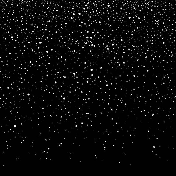 Falling snow flakes, Isolated on black background. Winter snowfall. Falling snow flakes, Isolated on black background. Winter snowfall. Vector illustration space milky way star night stock illustrations