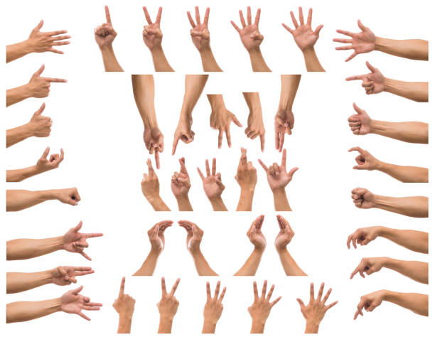 istock Various gesture of Men hand over white background, include clipp 959157954