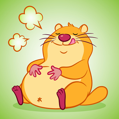 Groundhog Cartoon Character Feeling Good Stock Illustration - Download  Image Now - Eating, Full, Hamster - iStock