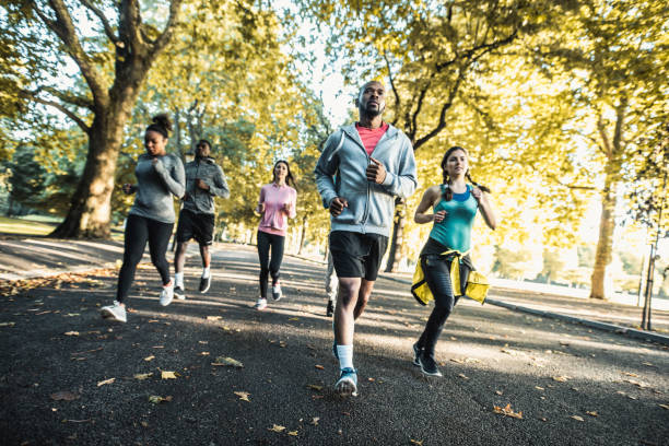 istock Small group of people running in the park 959161650