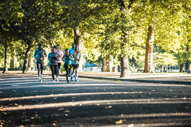 istock Friends running together in the park 959161652