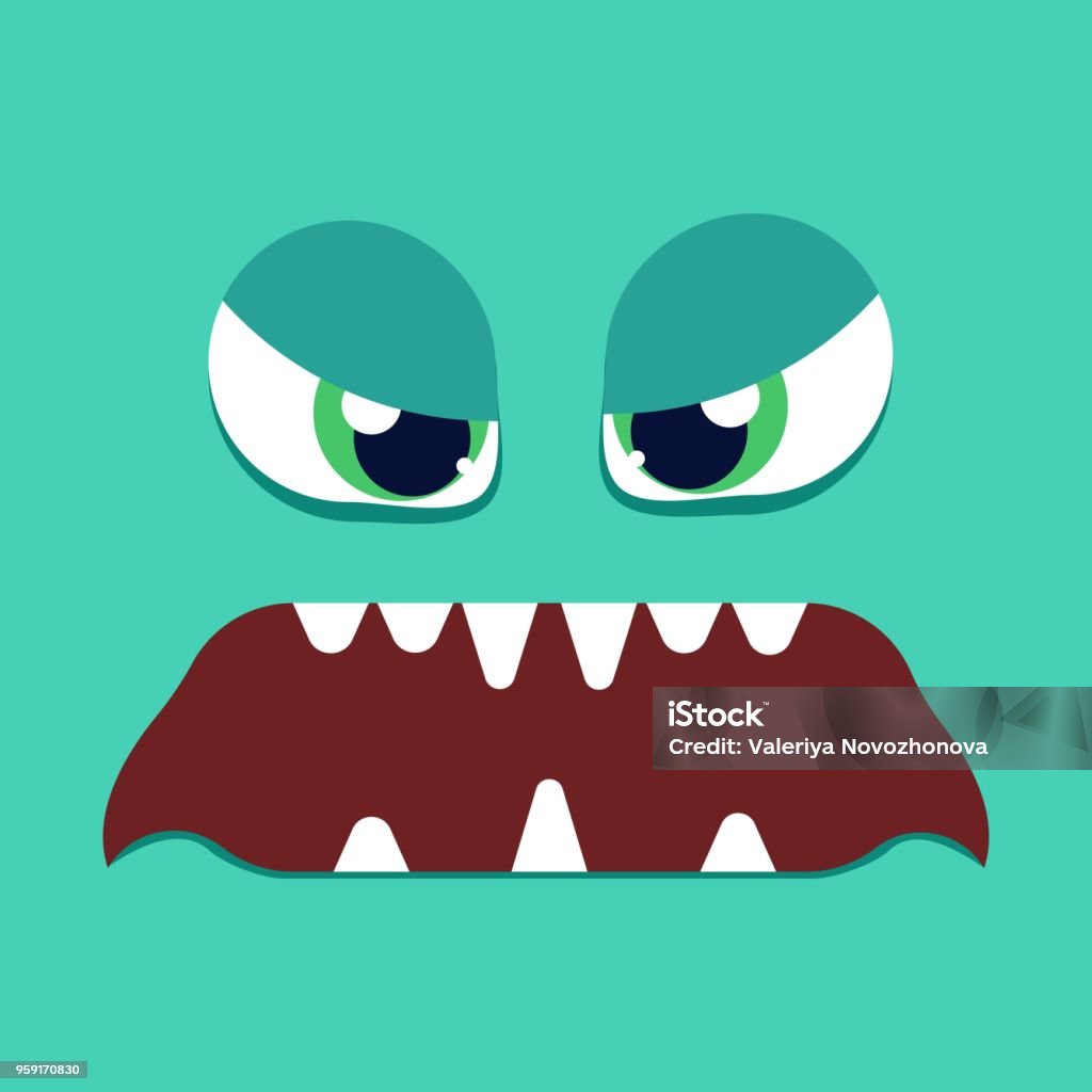 Cute Monster Face Vector Illustration Stock Illustration - Download ...