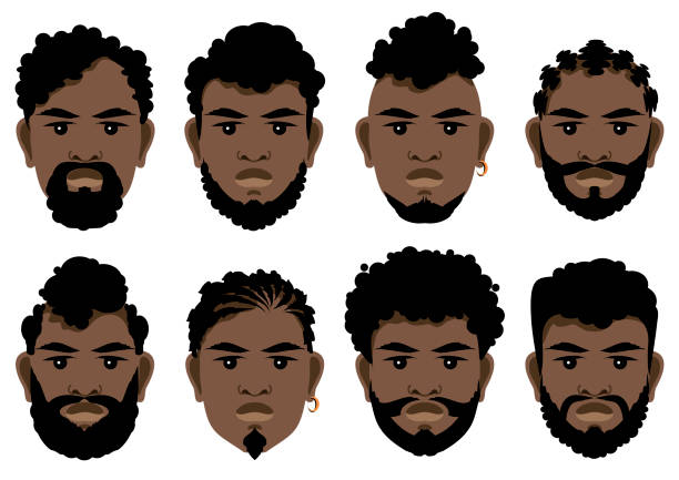 Set Of Black Mens Faces With Different Hairstyles Beards And Mustache Stock Illustration - Download Image Now - iStock Set Of Black Mens Faces With Different Hairstyles Beards And Mustache Stock Illustration - Download Image Now - iStock