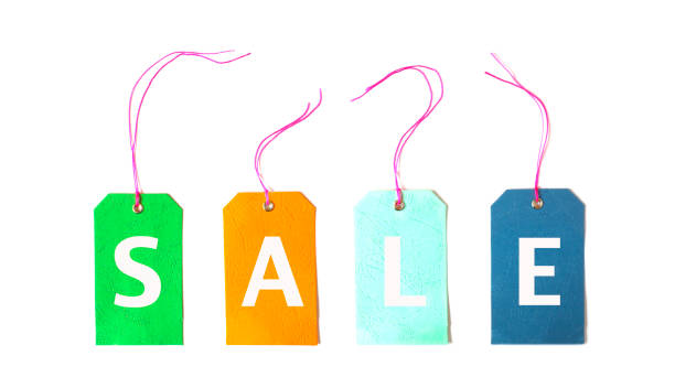 istock Sale colorful tag tied for hang isolate on white background. 959185856