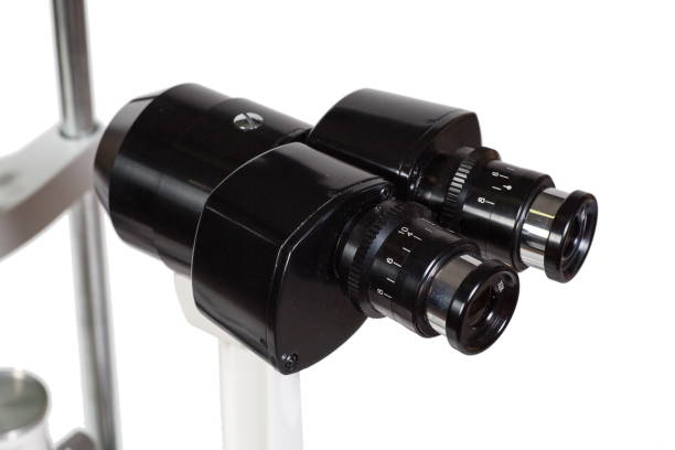 istock Modern medical equipment - ophthalmology operation surgical microscope isolated 959189388