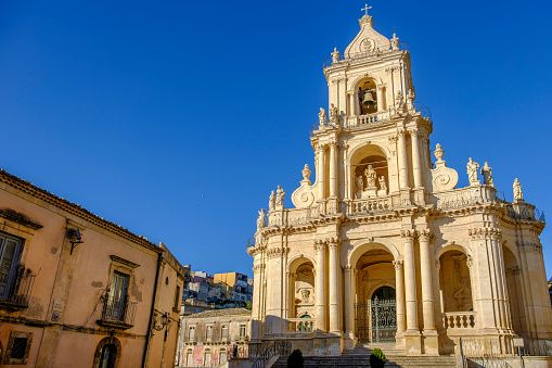 Palazzolo Acreide, Church of Saint Paul, rebuilt in 18th century after the earthquake of 1693. Is a Unesco World Heritage Site. Sicily, Italy