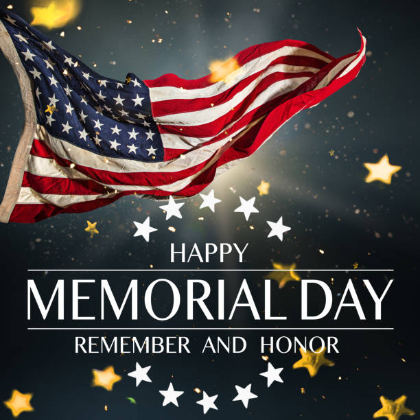 istock American flag with the text Memorial day 959195420